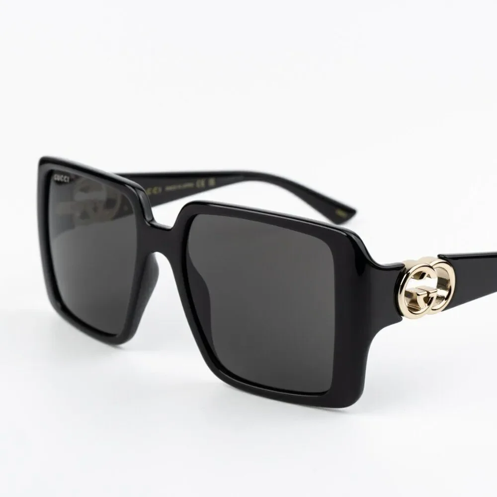 NEW Gucci GG1692S 001 Black Grey Square Women Sunglasses